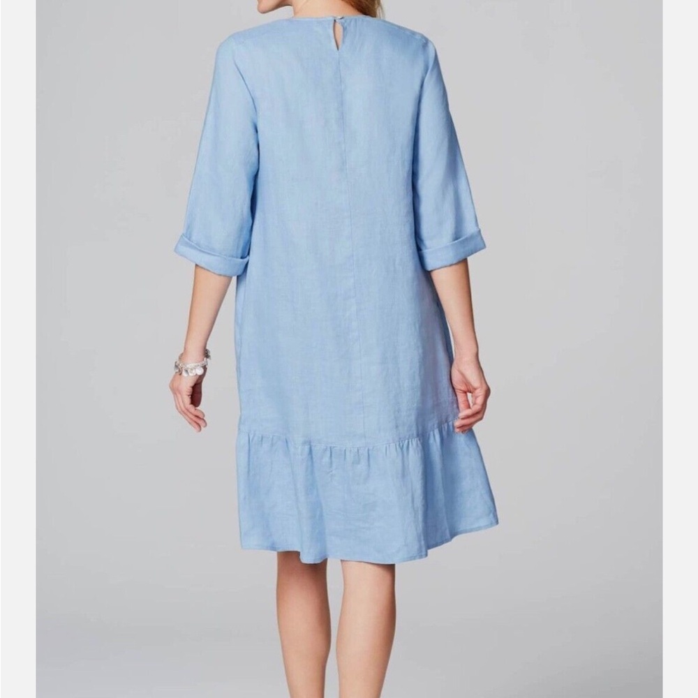 J. Jill Linen Shift Dress Cornflower Blue Cottagecore Beach Vacation  XL - Picture 4 of 9
